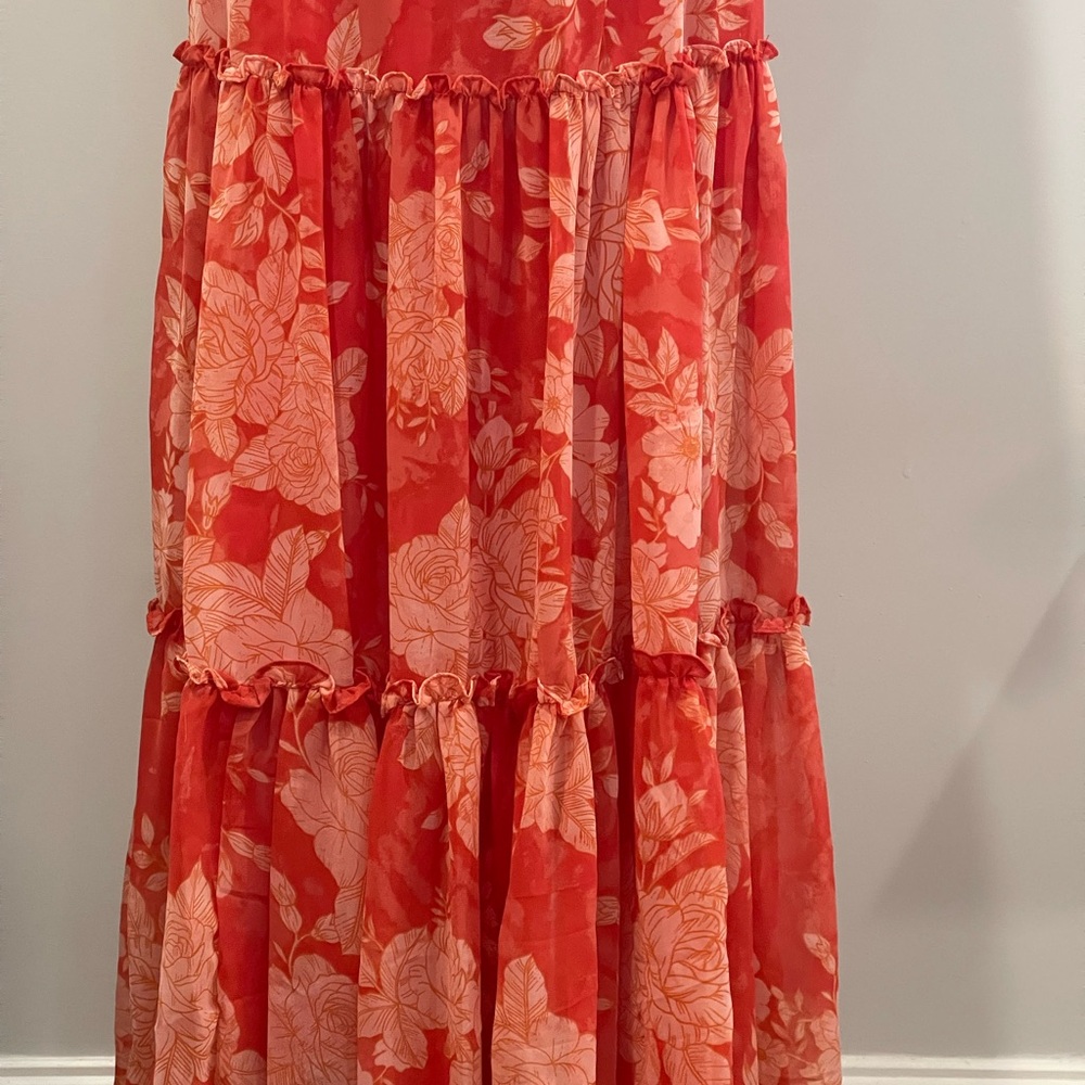 1. State Coral Floral Off-Shoulder Maxi Dress - Picture 4 of 9